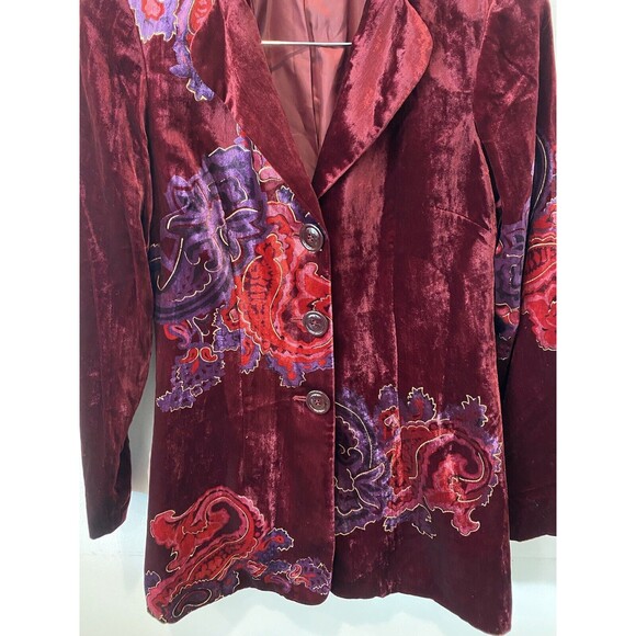 Coldwater Creek Long Blazer Jacket Red Velvet Whimsy goth Academia Boho Sz 4 - Picture 2 of 8